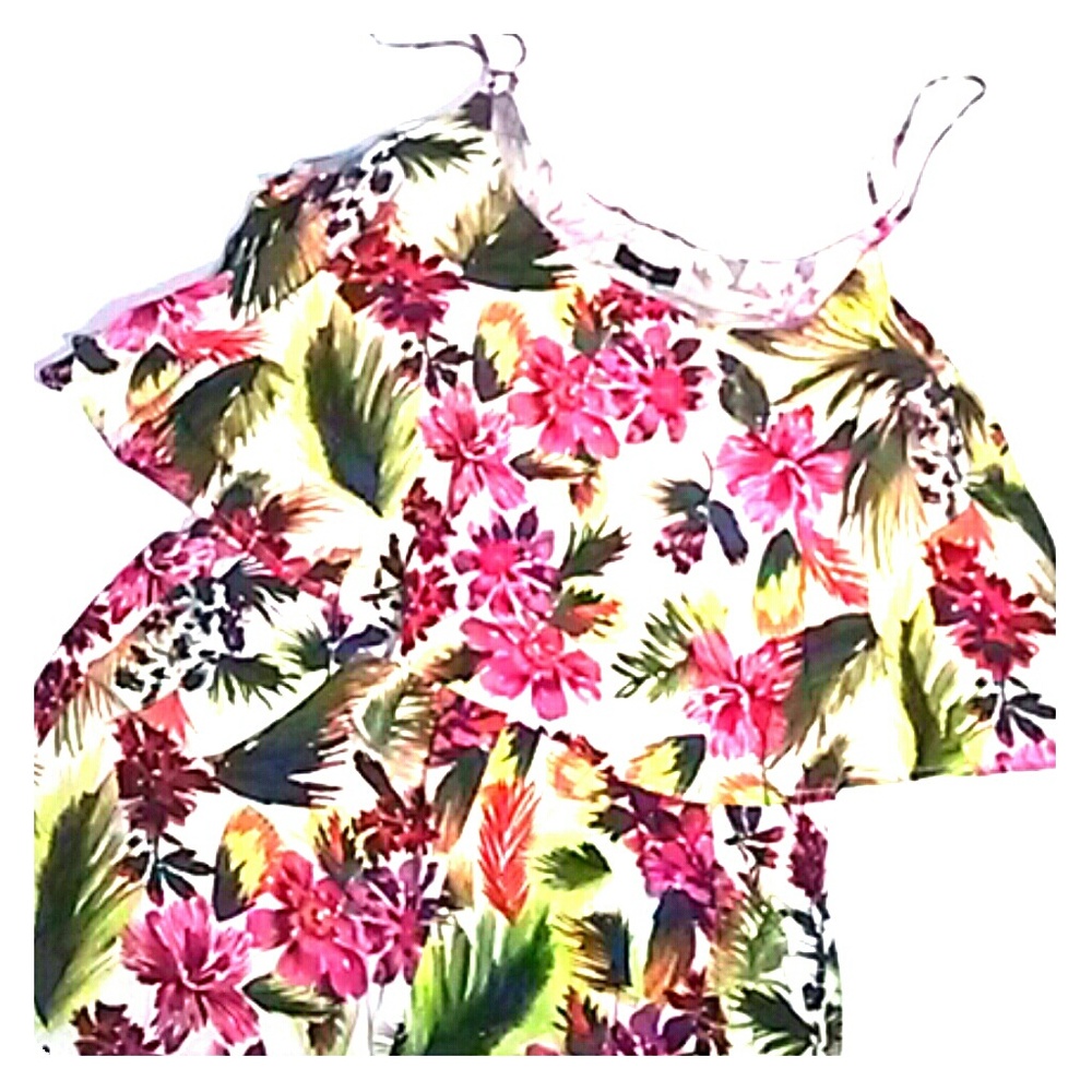 Gap Tropical Floral Flounce Top Dressy Romper XL